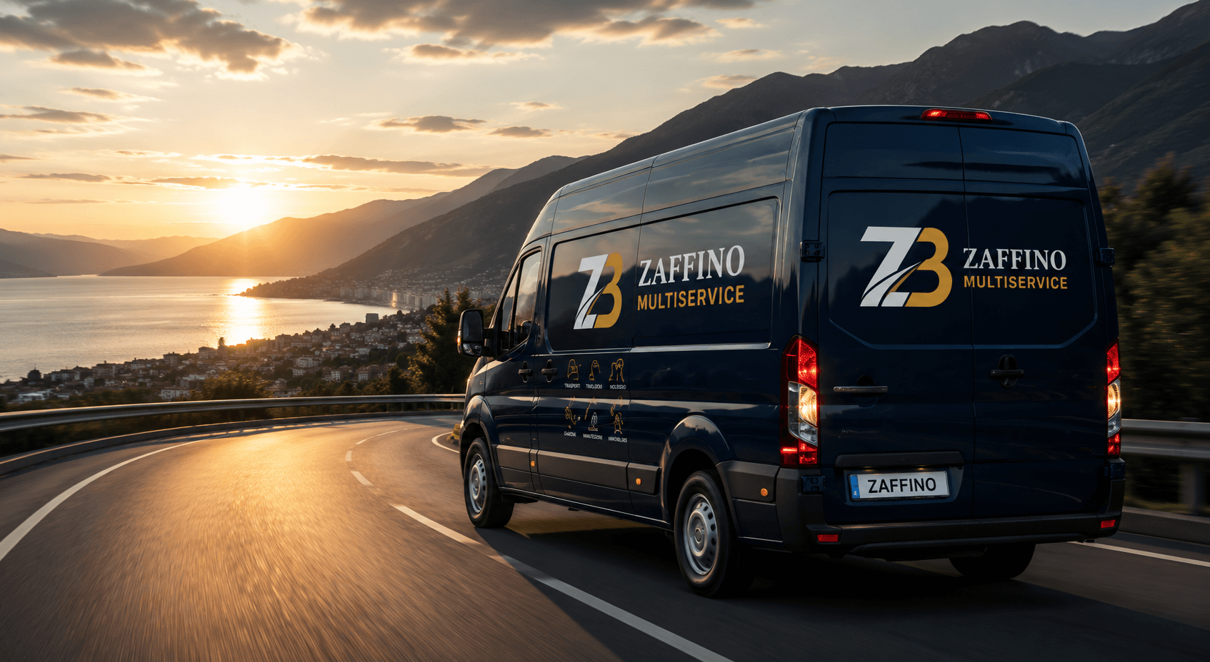Furgone ZB Multiservice in movimento tra le montagne